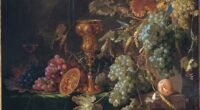 Natureza-morta de Jan Davidsz. de Heem (c. 1660) com cachos de uvas e folhas de videira