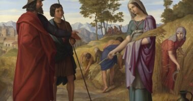 Pintura de Julius Schnorr von Carolsfeld (1828) mostrando Rute no campo de Boaz durante a colheita