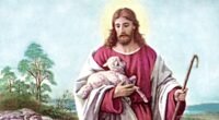 Pintura de Bernhard Plockhorst retratando Jesus como o Bom Pastor conduzindo ovelhas