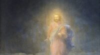 Pintura Andando sobre as águas, de Ivan Aivazovsky (1888), com Jesus caminhando sobre o mar à noite em direção ao barco